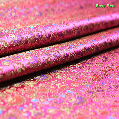 Tela de Seda Brocada China, 90 cm x 100 cm, Vendido por Metro (Rosa Roja) Tela de Seda Brocada China, 90 cm x 100 cm, Vendido por Metro (Rosa Roja)