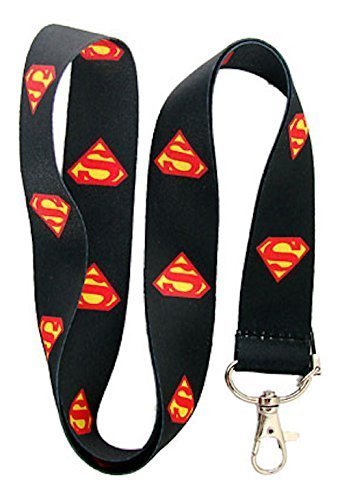 Teléfono Nuevo Superman Superhéroe Negro Cordón para el cuello de la correa de móvil, Tarjeta de Identificación, claves, Regalos