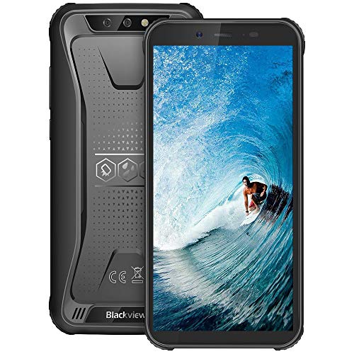 Telefonos Resistentes,Blackview BV5500Plus Android 10.0,5.5 Pulgadas Dual SIM Teléfono Robusto,3GB+32GB, 4G Dual SIM, 8MP+5MP, 4400mAh Batería, NFC/ID de Rostro/GPS (Negro, BV5500Plus)