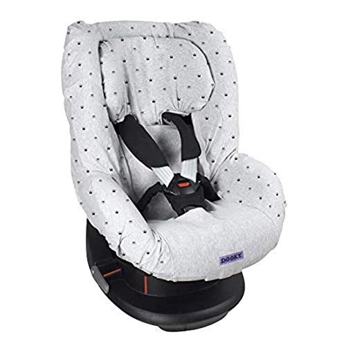 The Original Dooky 126831 Funda universal para asiento de automóvil Grupo 1+, gris con coronas The Original Dooky 126831 Funda universal para asiento de automóvil Grupo 1+, gris con coronas
