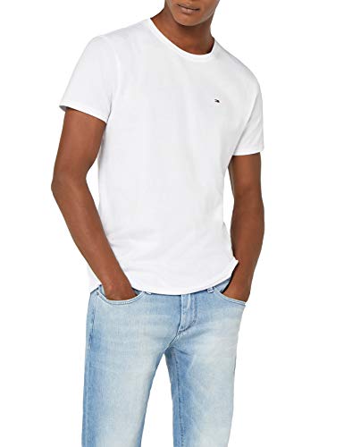 Tommy Hilfiger Regular C Camiseta con Cuello Redondo, Blanco (Classic White), XL para Hombre