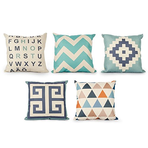 Topfinel Fundas Cojines Sofá Cama Hogar Algodón Lino Decorativa Almohadas Fundas para Sala de Estar Coche Jardín Juego de 5, 45x45cm Topfinel Fundas Cojines Sofá Cama Hogar Algodón Lino Decorativa Almohadas Fundas para Sala de Estar Coche Jardín Juego de 5, 45x45cm