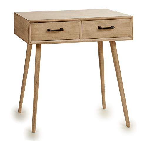 TU TENDENCIA ÚNICA Mesa recibidor y Mesa Auxiliar con 2 cajones.Consola Madera de Pino. Estilo clásico. Medidas: 72 x 33 x 75 cm (Natural)