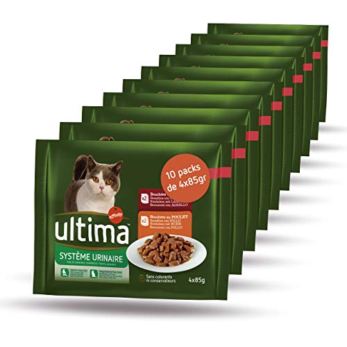 Ultima Comida Húmeda para Gatos con Problemas del Tracto Urinario - Urinary - 10 multipacks de 4 x 85 g - Total 3,4 kg