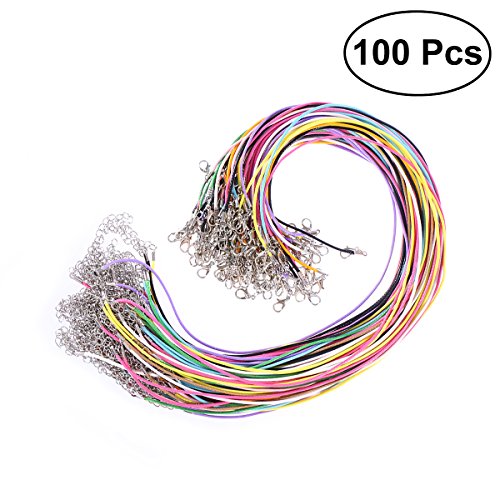 ULTNICE 100Pcs Waxed cadena cera cordón collar con el corchete langosta para joyería que hace color mezcla 1.5mm
