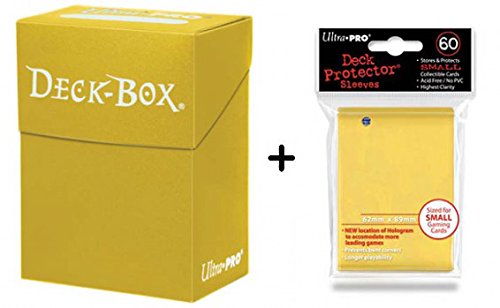 Ultra Pro Deck Box + 60 Tamaño Pequeño Protector Sleeves - Amarillo - Yellow - Yu-Gi-Oh Japonés Mini