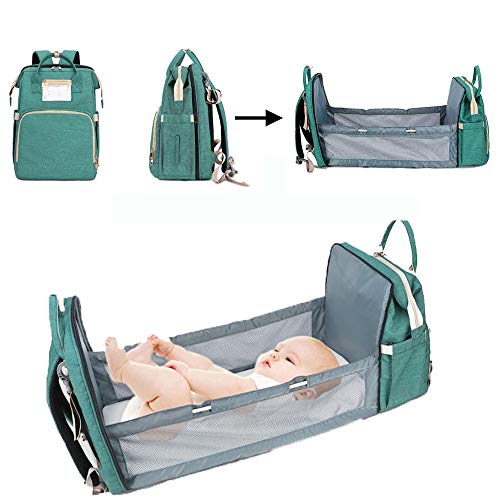 UMYMAYDO1 - Mochila para bebé con cambiador, multifuncional, gran capacidad, impermeable, con correas para el cochecito, mochila de viaje para viajes verde verde