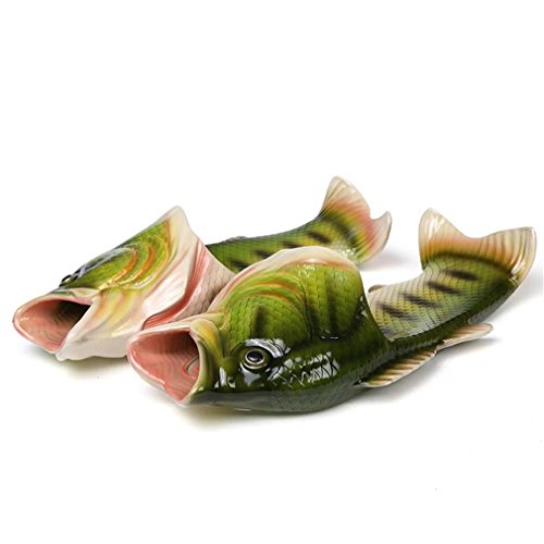 Uniqstore - Chanclas originales de peces. Zapatillas de estar por casa para hombre con diseño de pez color verde, talla 25.5