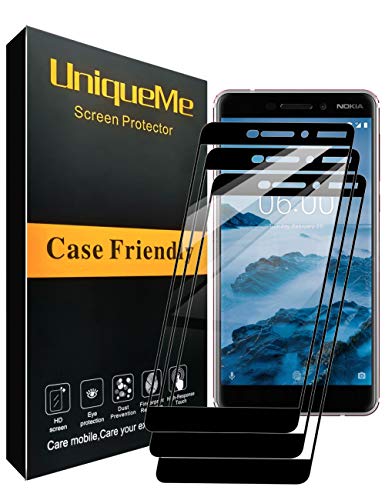 UniqueMe [3 Pack] Protector de Pantalla para Nokia 6 2018 / Nokia 6.1, 9H Dureza Vidrio Templado [Garantía de por Vida]- Negro
