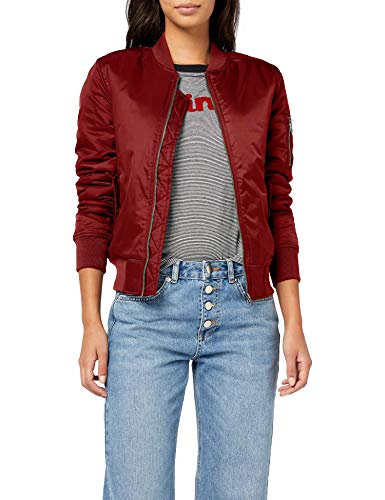 Urban Classics Ladies Basic Bomber Jacket Chaqueta, Rojo - Rojo (Burdeos 606), 34 (Tamaño del Fabricante: XS) para Mujer