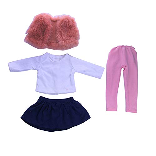 Uteruik Ropa de muñeca para muñeca de 46 cm American Girl Casual Outfits – Top Falda Pantalones de Felpa Chaleco Accesorio de Disfraz, 4 Piezas/Set