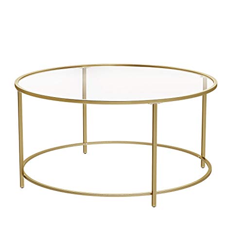 VASAGLE Mesa de Centro Redonda, Mesa de Cristal con Marco de Acero Dorado, Mesa de Salón, Mesa de Café, Robusta, Estable, Decorativa, Color Dorado LGT21G VASAGLE Mesa de Centro Redonda, Mesa de Cristal con Marco de Acero Dorado, Mesa de Salón, Mesa de Café, Robusta, Estable, Decorativa, Color Dorado LGT21G