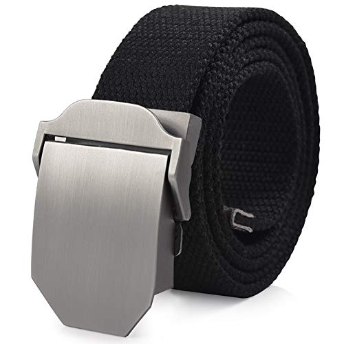 VBIGER Cinturón de Lona con Hebillas Automáticas para Hombre un Tamaño Negro 2 VBIGER Cinturón de Lona con Hebillas Automáticas para Hombre un Tamaño Negro 2