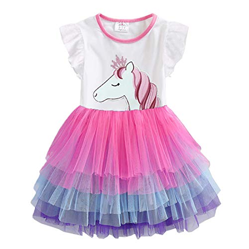 VIKITA Vestido Bordado Mariposa Algodón Tulle Tutu Sin Mangas Verano Niñas 2-8 Años SH4590 6T