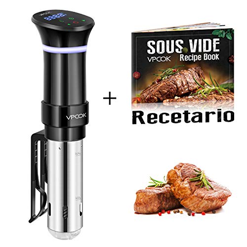 VPCOK Sous Vide Roner Cocina Baja Temperatura, 1000W, Pantalla LCD táctil, Temporizador, Cocinero Circulador, Máquina de Cocción al Vacío de Acero Inoxidable, Recetario VPCOK Sous Vide Roner Cocina Baja Temperatura, 1000W, Pantalla LCD táctil, Temporizador, Cocinero Circulador, Máquina de Cocción al Vacío de Acero Inoxidable, Recetario