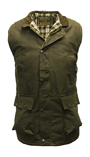 Walker and Hawkes - Chaleco Encerado para Hombre - Efecto Calentador - Estilo campiña Inglesa - Verde Oliva - 5XL (52"-54") Walker and Hawkes - Chaleco Encerado para Hombre - Efecto Calentador - Estilo campiña Inglesa - Verde Oliva - 5XL (52"-54")