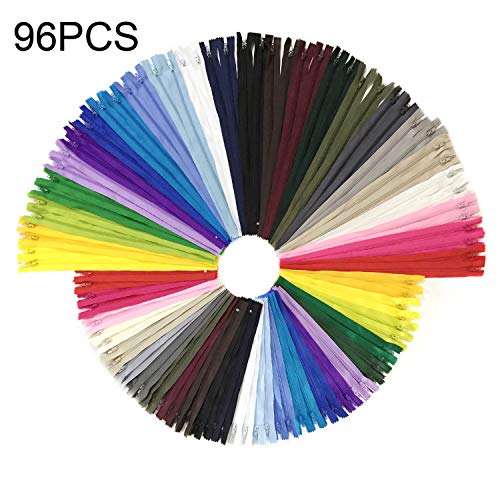 Wartoon 96pcs 23cm / 9 pulgadas y 30cm / 12 pulgadas cremalleras de nylon multicolor de la bobina para coser y artes 24 colores