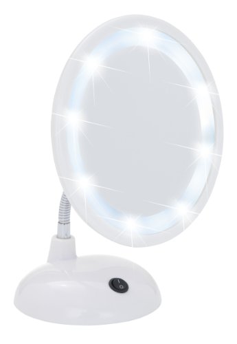 Wenko Espejo de Pie para La Cosmética con LED, Plástico, Blanco, 12x17.5x28 cm