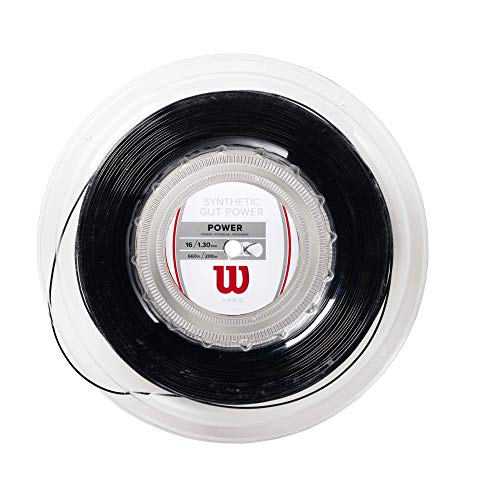 Wilson Synthetic Gut Power Cordaje de tenis, rollo 200 m, unisex, negro, 1.30 mm