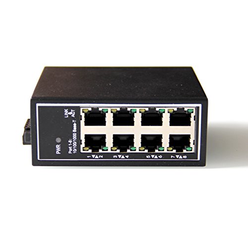 WIWAV WDH-8GT-DC 10/100/1000Mbps Switches Ethernet industriales Gigabit de 8 Puertos no administrados con riel DIN/Montaje en Pared (sin Ventilador, -30 ℃ ~ 75 ℃)