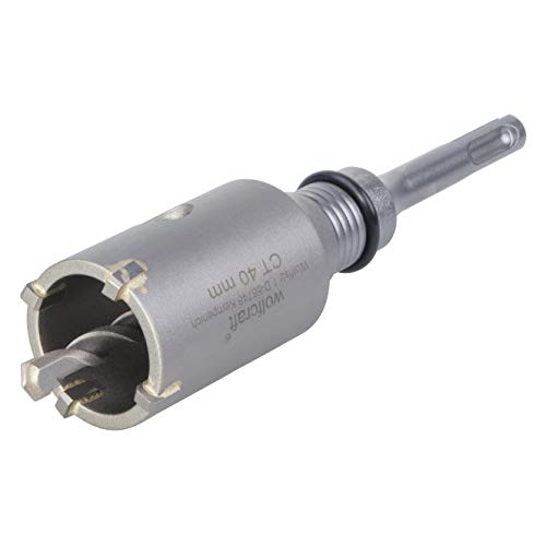 Wolfcraft 5480000 5480000-1 corona de sondeo con adaptador vástago SDS-plus, resistente a golpes y choques durante el taladrado, profundidad de corte: 46 mm diam, Gris, Ø 40 mm