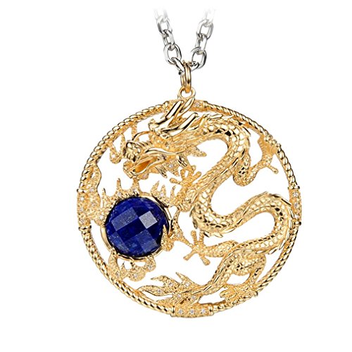XYLUCKY Original diseño 18K diamante azul natural hecho a mano vintage oro collar China del dragón