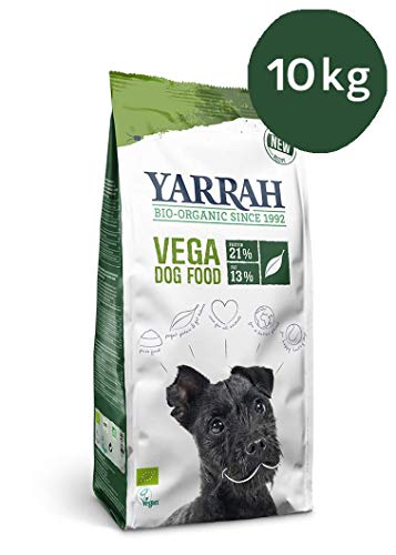 Yarrah Alimento Orgánico Vega para Perros - 10 kg - para Todos los Tipos de Perros Adultos - Sin Aditivos Artificiales, Pesticidas ni OGM - Croquetas con Soja Orgánica, Aceite de Coco y Baobab