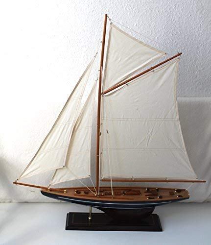 Yate de los navegantes de yate de vela de barco de modelo de lino de latón de 85 x 75 cm de fibra de madera