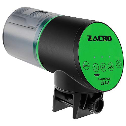 Zacro Comedero de Peces Automáticos Lite para ≤24mm Pecera, Alimentador de Peces con Cargador USB para Acuario, Pecera, Dispensador de Comida para Peces