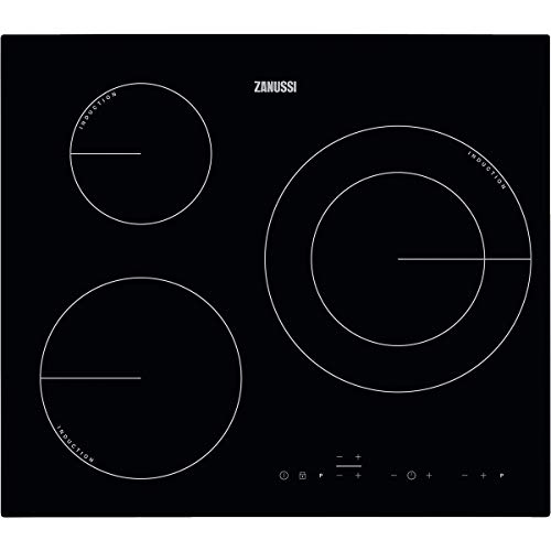 Zanussi ZIT6360CB Placa inducción, Biselada, Extraplana 3 zonas, Zona Doble de 28 cm, Calentamiento rápido, Control táctil, Sin Marco, Negro, 60 cm