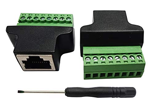 zdyCGTime - Cable de Red RJ45 Macho a 8P Hembra Tipo Tornillo 8C para Conector de Red Ethernet para AV CCTV UTP DVR Cat5 Cat5e Cat6 Cat7 acople en línea 300V 8A (2 Unidades)
