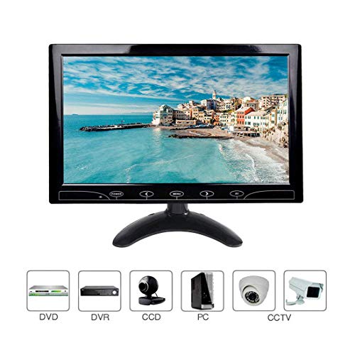 10.1 Pulgadas LCD Monitor, 1024x600 HDMI Pantalla  con Control Remoto & Entrada de HDMI/Audio/VGA/AV/para PC,CCTV,DVR,DVD,Cámara de Seguridad