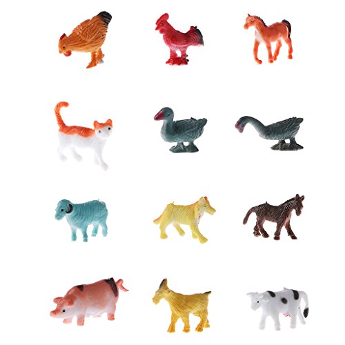 12 Piezas Figura Realista de Animales en Miniatura Plástico Juguete Educativo Modelo de Ratón/Peces/Tortuga/Cebra - Animales Domésticos