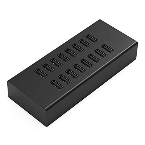 16 Puertos concentradores USB para Ordenadores, USB2.0 Ejes industriales de la duplicadora USB con Adaptador de energía 12V2A para Apple Macbook del Ordenador portátil Tablet PC