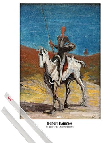 1art1 Honoré Daumier Póster (91x61 cm) Don Quijote Y Sancho Panza, 1868 Y 1 Lote De 2 Varillas Transparentes