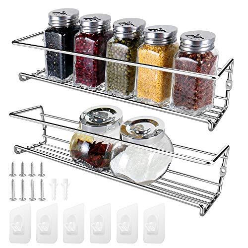 2 Pack Especiero Cocina Soportes para Botes de Especias, KONKY Estanteria Cocina Adhesivo, Organizador de Especias y Hierbas, Spice Rack Botella de Especias Poseedor