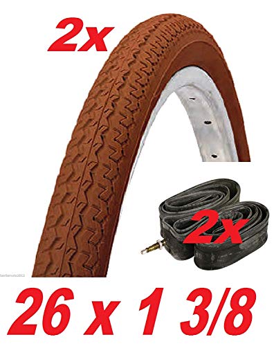 2X Neumático/Neumático Bicicleta + 2X Cámaras de Aire 26 X 1 3/8 Holanda-R - Bici de Paseo / en Marrón 2X Neumático/Neumático Bicicleta + 2X Cámaras de Aire 26 X 1 3/8 Holanda-R - Bici de Paseo / en Marrón
