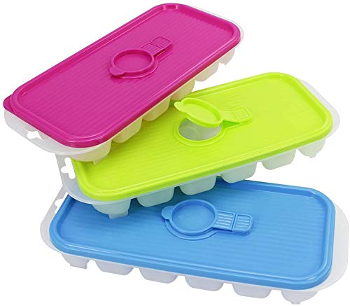 3 Contenedor de cubitos de hielo con tapa - Forma de cubito de hielo con abertura de entrada en la tapa - Fabricador de cubitos de hielo en excelentes colores (3 piezas - con tapa) 3 Contenedor de cubitos de hielo con tapa - Forma de cubito de hielo con abertura de entrada en la tapa - Fabricador de cubitos de hielo en excelentes colores (3 piezas - con tapa)