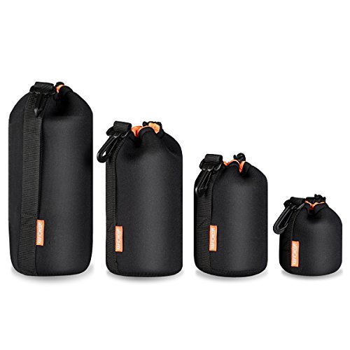 (4 Piezas) K&F Concept Set Funda Objetivos Protección Neoprene Grueso para DSLR Cámara Lente (Canon, Nikon, Pentax, Sony, Olympus, Panasonic) - Incluye: Pequeño, Mediano, Grande y Extra Grande Bolsa para Lente (4 Piezas) K&F Concept Set Funda Objetivos Protección Neoprene Grueso para DSLR Cámara Lente (Canon, Nikon, Pentax, Sony, Olympus, Panasonic) - Incluye: Pequeño, Mediano, Grande y Extra Grande Bolsa para Lente