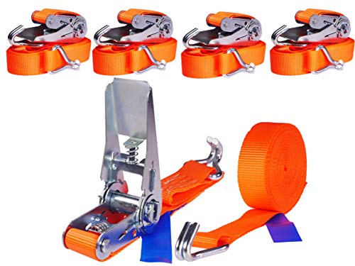 4 x 800 kg 6 m Cinchas correa trinquete con gancho Tensor de carraca Eslingas con carraca Pulpos para baca 25 mm 4 x 800 kg 6 m Cinchas correa trinquete con gancho Tensor de carraca Eslingas con carraca Pulpos para baca 25 mm