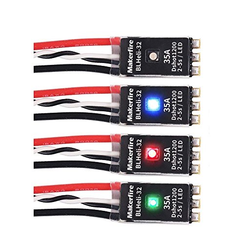 4pcs 35A Brushless ESC LED BLHeli_32 2-5S Electronic Speed Controller RGB LED 3D Mode Support Dshot150/300/600/1200 Oneshot125 Oneshot42 MultiShot for RC FPV Racing Drone Quadcopter