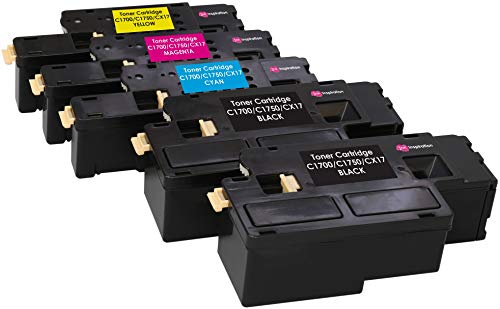 5 Tóners compatibles para Epson AcuLaser C1750N C1750W CX17NF CX17WF C1700 C1750 CX17 | Negro: 2000 páginas & Cian/Magenta/Amarillo: 1400 páginas