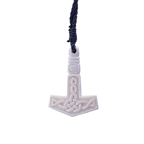 81stgeneration Collar Pendiente de Hueso Amuleto Celta Nórdico Thor Martillo