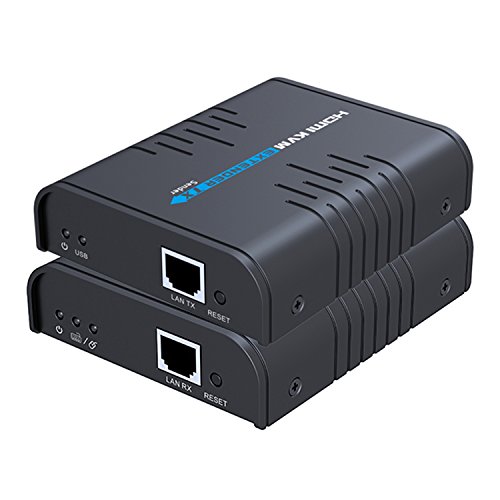 AGPTEK HDMI Extensor KVM (120m transmisión de la señal (Ultra HD 1080p @ 60Hz)) en un Solo CAT5 / 5E Cable Ethernet / 6/7 (Teclado y ratón USB - la conexión, EDID) para los residentes o Negocio