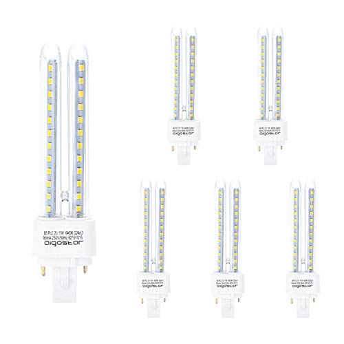Aigostar- Pack de 5 Bombillas LED PLC 2U, tubo de11 W Maiz G24, Luz fría 6400K