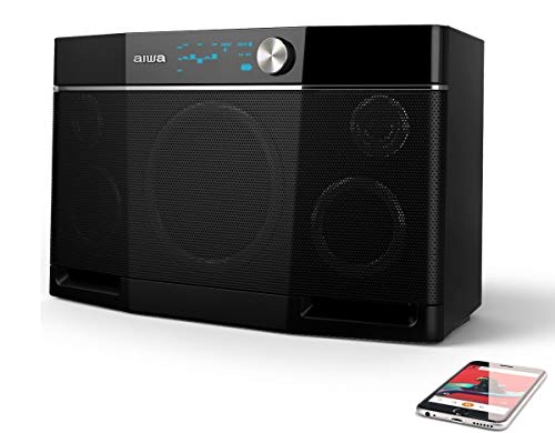 Aiwa Exos-9 Altavoz Bluetooth, subwoofer de 6.5'', sonido estéreo, música alta sin distorsión, altavoz inalámbrico, conector NFC, ecualizador gráfico, 9 horas de reproducción