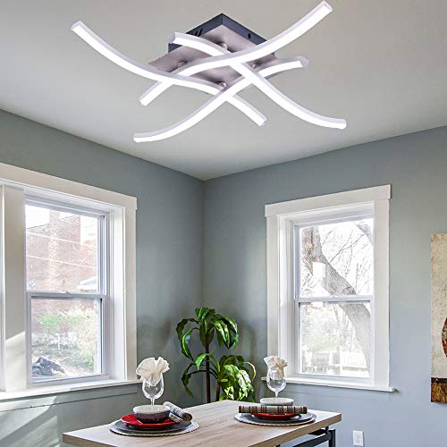 ALLOMN Luz de Techo LED, Lámpara de Araña Lámpara de Techo de Diseño Curvo Moderno con luz Ondulada de 4 Piezas para Sala de Estar Dormitorio Comedor (28W 4 Luces Blanco Frío) ALLOMN Luz de Techo LED, Lámpara de Araña Lámpara de Techo de Diseño Curvo Moderno con luz Ondulada de 4 Piezas para Sala de Estar Dormitorio Comedor (28W 4 Luces Blanco Frío)
