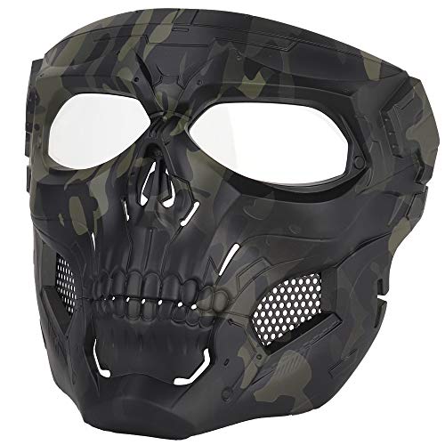 AmaMary Airsoft Mascara Completa,Airsoft Mascara Ghost máscara de Airsoft del cráneo Equipo de protección táctico de Cara Completa para Paintball Cosplay Fiesta BBS Juego de Disparos con Pistola (A)