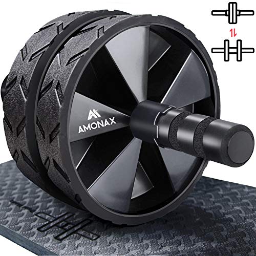 Amonax - Rodillera convertible para abdominales (con alfombrilla de rodilla) Juego de ruedas dobles con modos de entrenamiento de fuerza de fitness dual en el gimnasio o el hogar Amonax - Rodillera convertible para abdominales (con alfombrilla de rodilla) Juego de ruedas dobles con modos de entrenamiento de fuerza de fitness dual en el gimnasio o el hogar