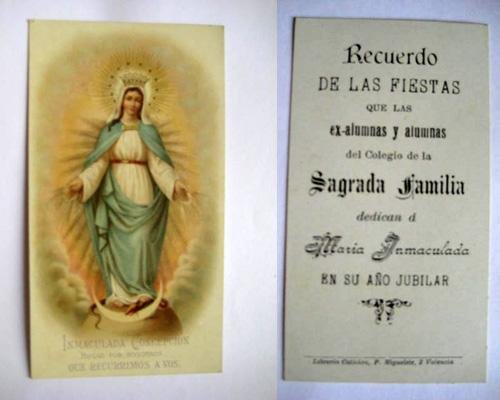 Antigua Estampa Religiosa - Old Card Religious : AÑO JUBILAR COLEGIO SAGRADA FAMILIA. Valencia